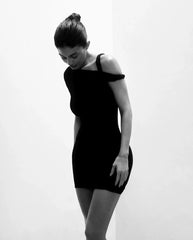 Kaerwx | Asymmetrical Off-Shoulder Knotted Strap Dress with Slim-Fit Skirt