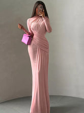Kaerwx | Autumn and Winter Long-Sleeve Pleated Round-Neck Dress with Slim Fit