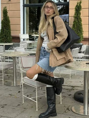 Kaerwx | Women’s Mid-Length Windbreaker Jacket Loose Slim Lapel Spring Autumn