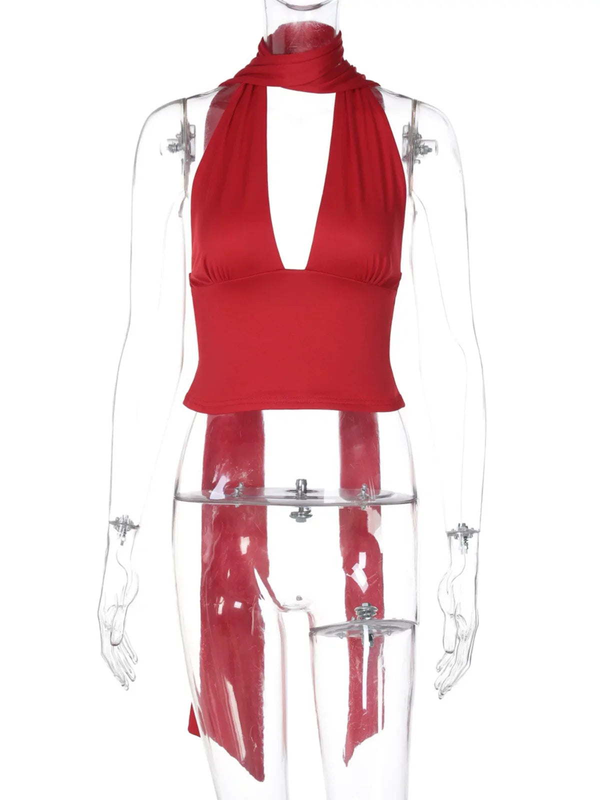Kaerwx | Deep V Halter Backless Short Top for Women