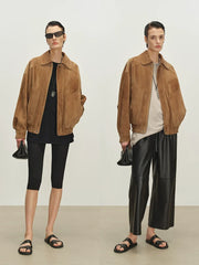 Kaerwx | Women’s Imported Suede & Sheepskin Jacket – Retro European Leather Coat