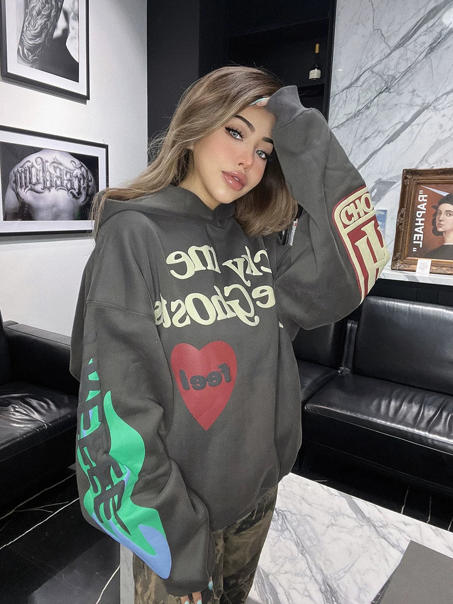 Kaerwx | Oversized Velvet Hoodie for Women – Casual & Trendy Autumn Winter Style