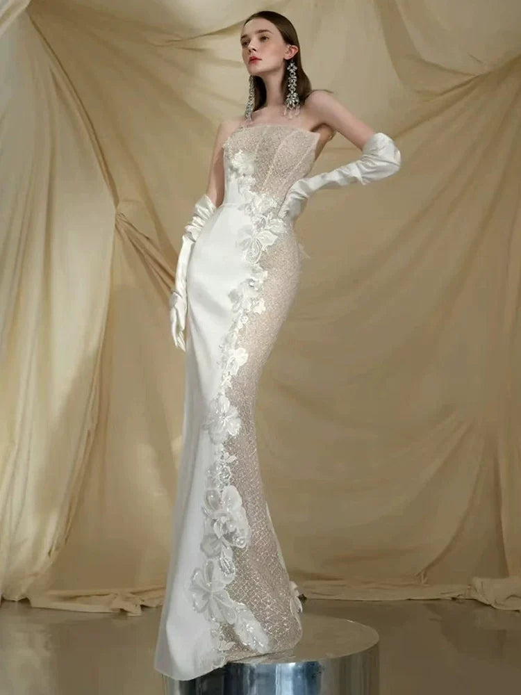 Kaerwx | Women’s Light French Wedding Dress White Luxurious Engagement Gown