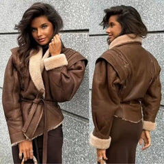 Kaerwx | Women’s Fur All-In-One Jacket – Nordic Retro Warm Winter Coat
