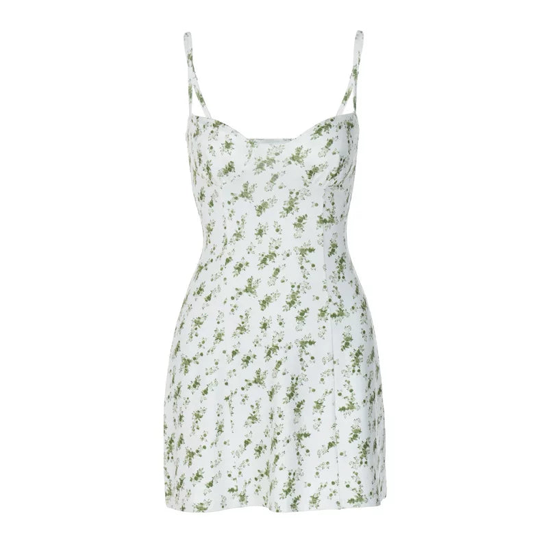 Kaerwx | Low-Cut Printed Slim Floral Dress
