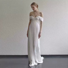 Kaerwx | Women’s One Shoulder Light Wedding Dress French Simple White Bridal Gown