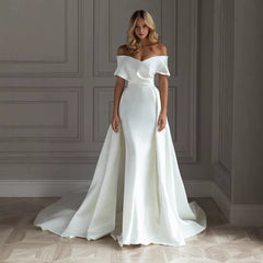 Kaerwx | Women’s One-Shoulder Slim Fit Wedding Dress White Trailing Gown