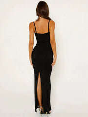 Kaerwx | Lace Spliced Deep V-Neck Long Dress for Women