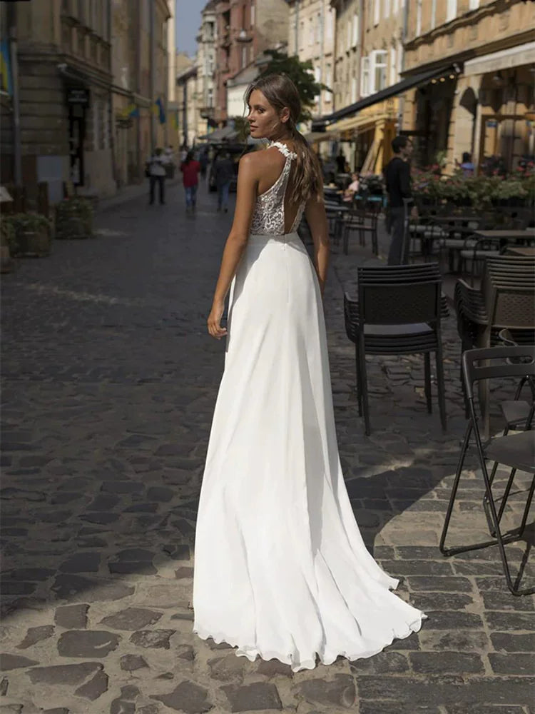 Kaerwx | Women’s European Style Light Luxury Wedding Dress Chiffon Lace Gown