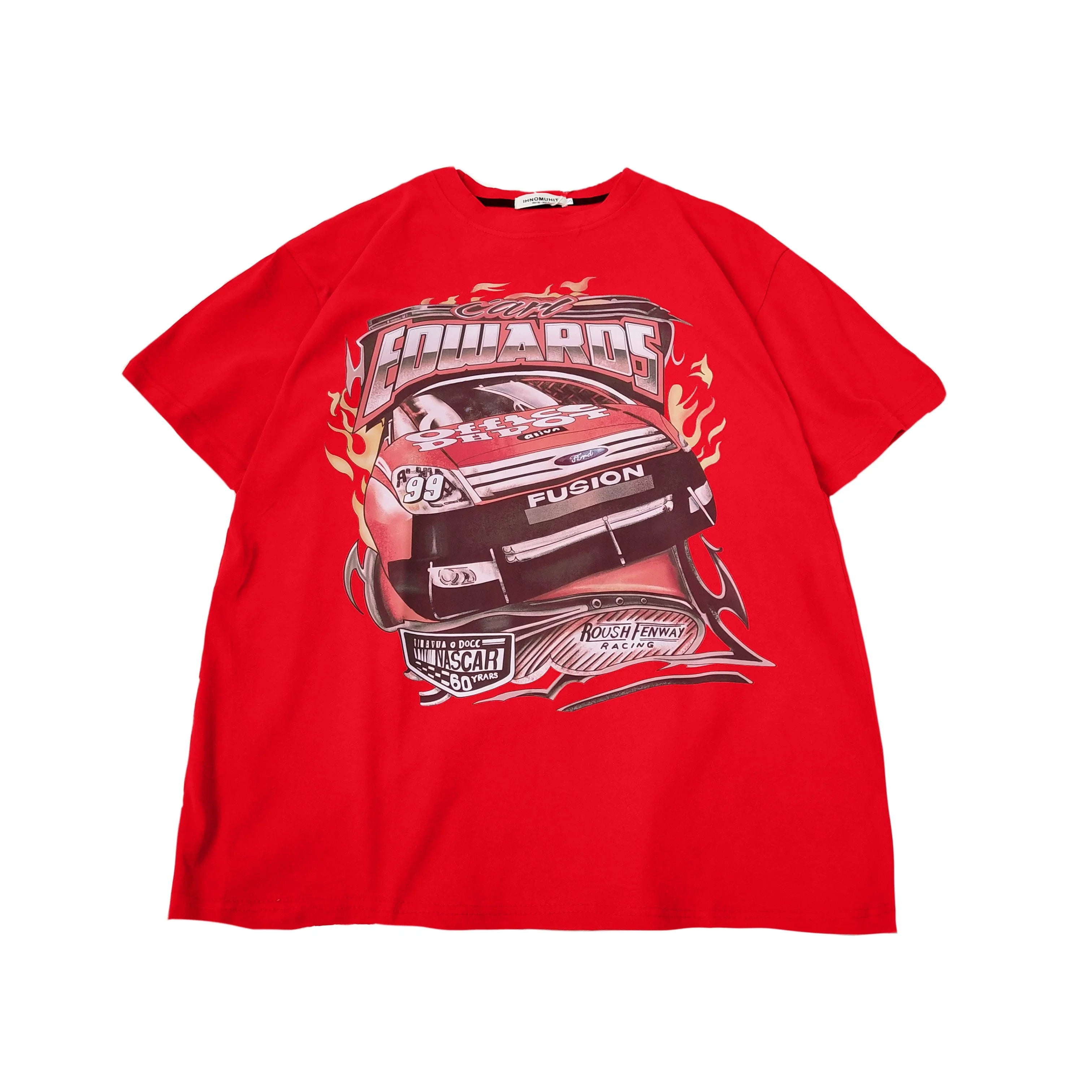 Kaerwx | Oversized Red and White Short-Sleeve T-Shirt for Women