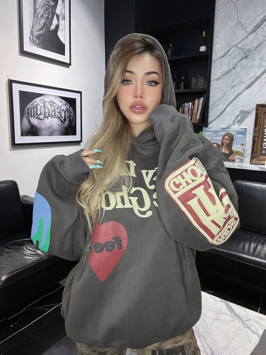 Kaerwx | Oversized Velvet Hoodie for Women – Casual & Trendy Autumn Winter Style
