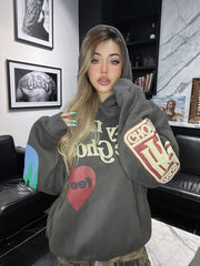 Kaerwx | Oversized Velvet Hoodie for Women – Casual & Trendy Autumn Winter Style