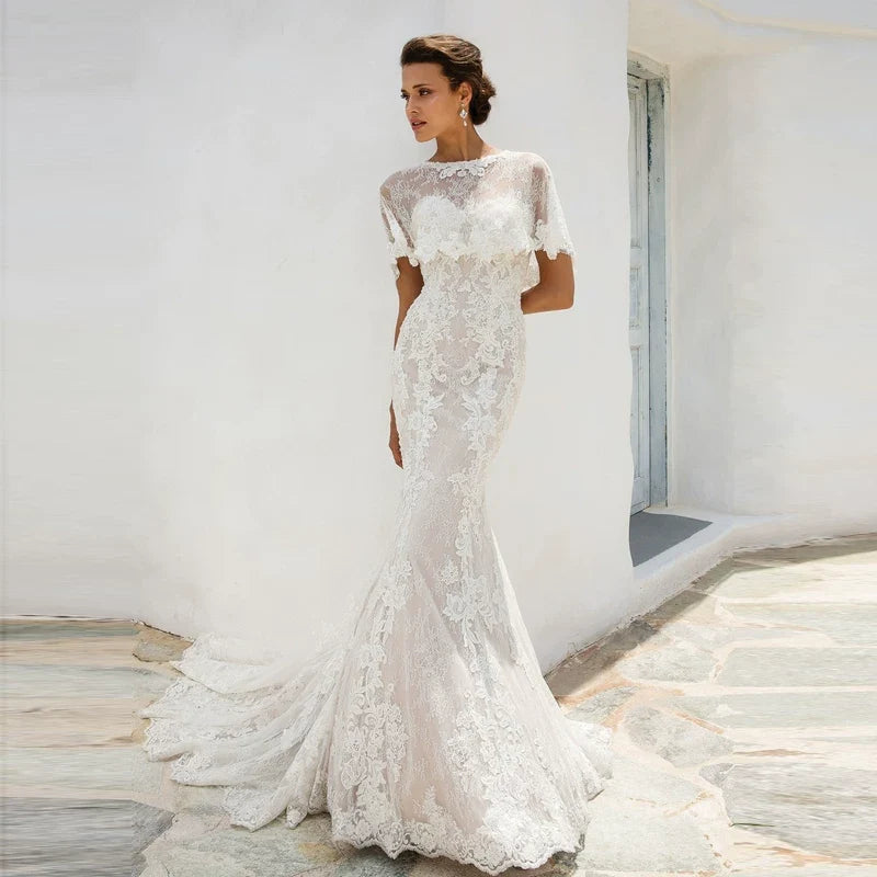 Kaerwx | Women’s Strapless Mermaid Wedding Dress Slim Fit Lace Bridal Gown