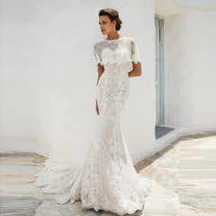 Kaerwx | Women’s Strapless French Lace Mermaid Wedding Dress Slim Fit Bridal Gown