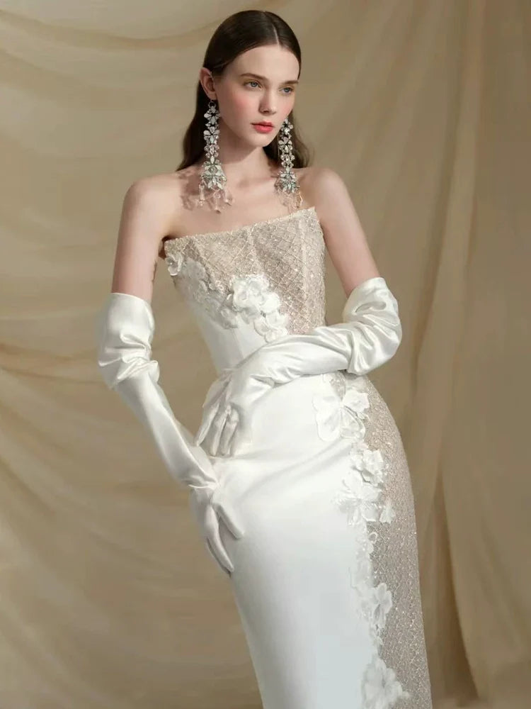 Kaerwx | Women’s Light French Wedding Dress White Luxurious Engagement Gown