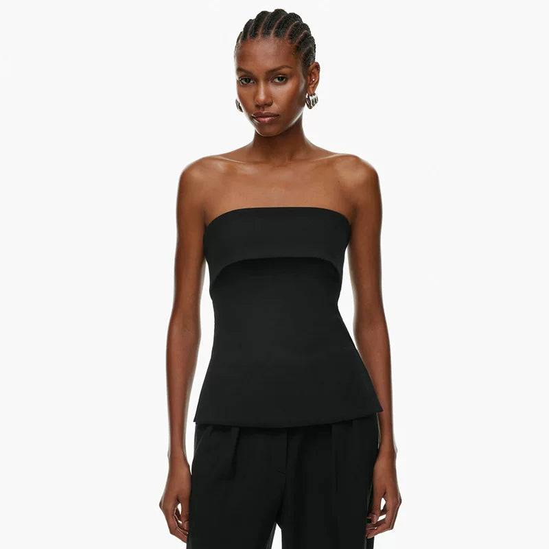 Kaerwx | Solid Color Summer Lapel Backless Slit Top for Women
