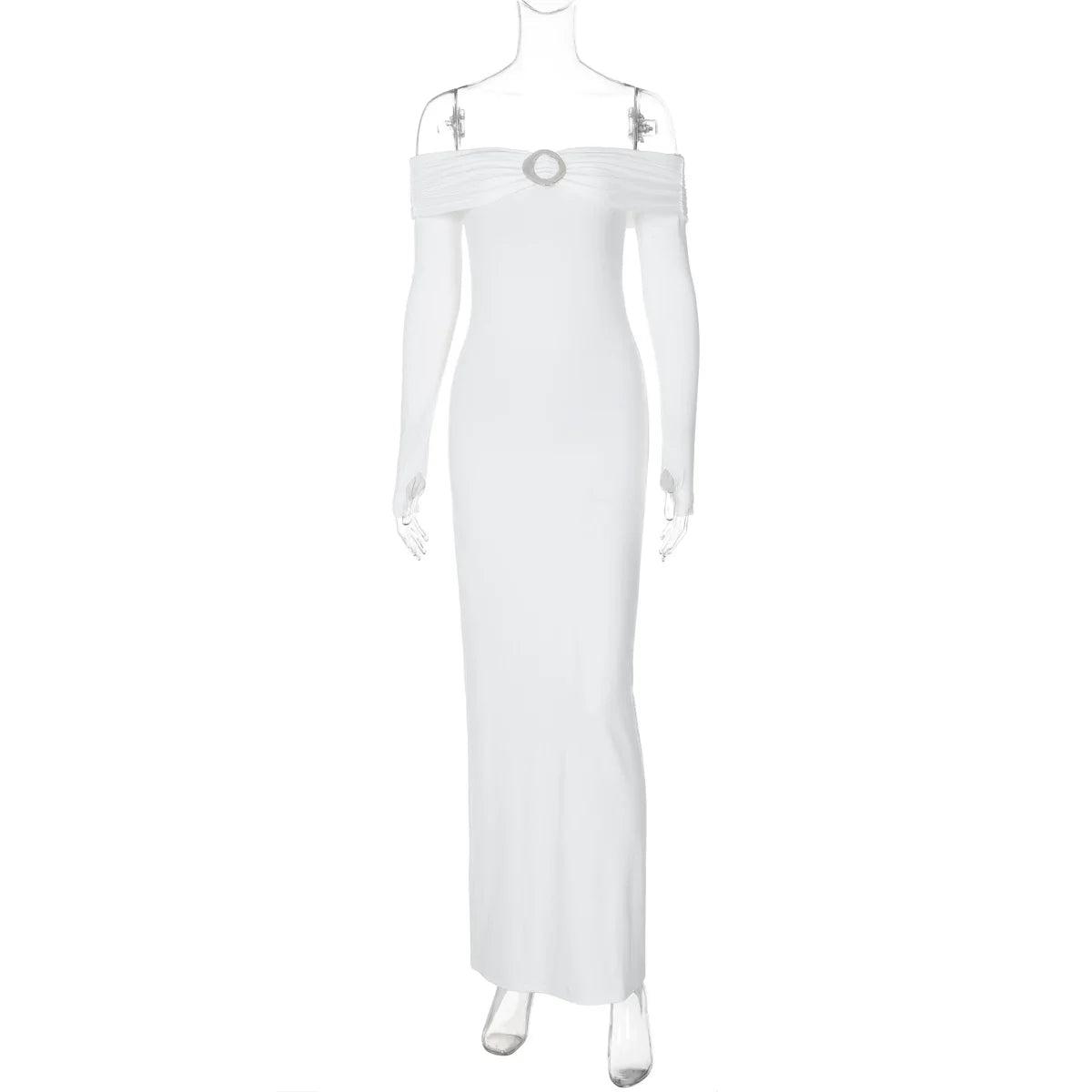 Kaerwx | Long-Sleeve Buttoned Slim-Fit Slit Dress for Women