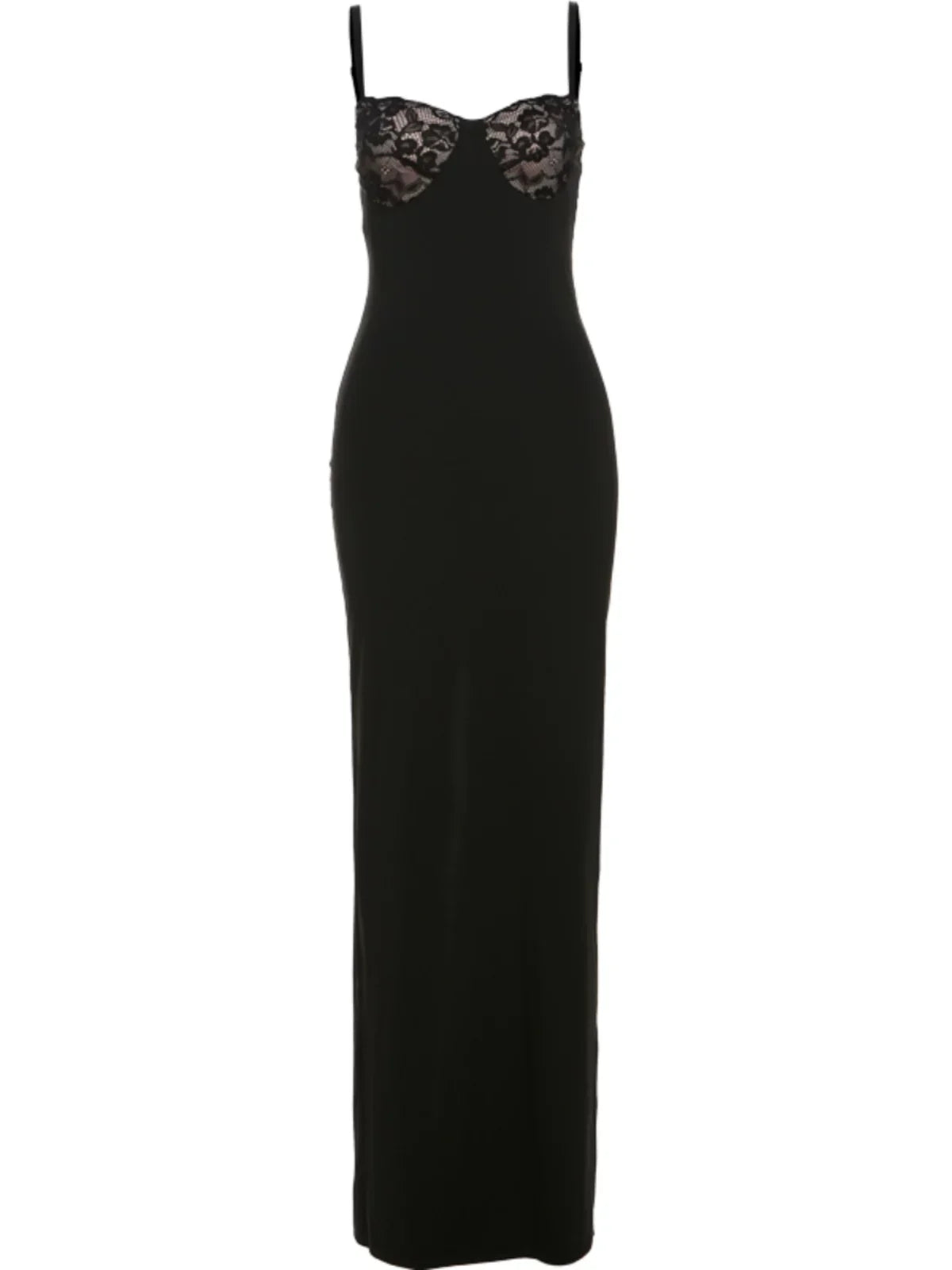 Kaerwx | Lace Spliced Deep V-Neck Long Dress for Women