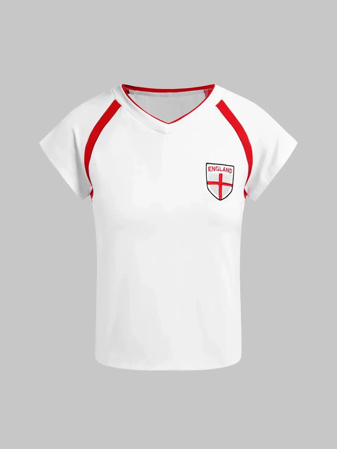 Kaerwx | Burgundy Y2K‑Inspired Football Style Short Sleeve Crop Top for Women