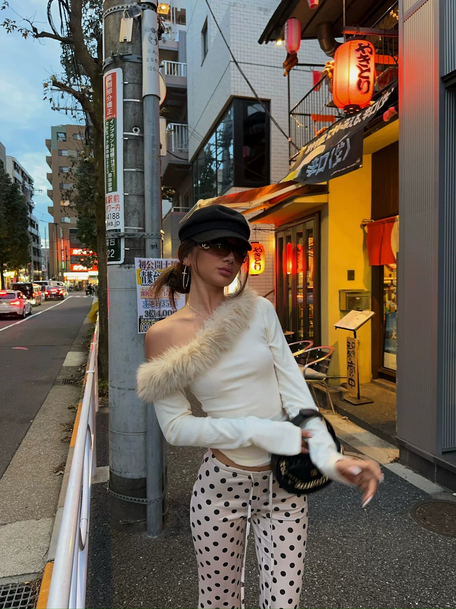 Kaerwx | Women’s Long-Sleeve Top with Fur Collar – Slim Fit Autumn & Winter Blouse