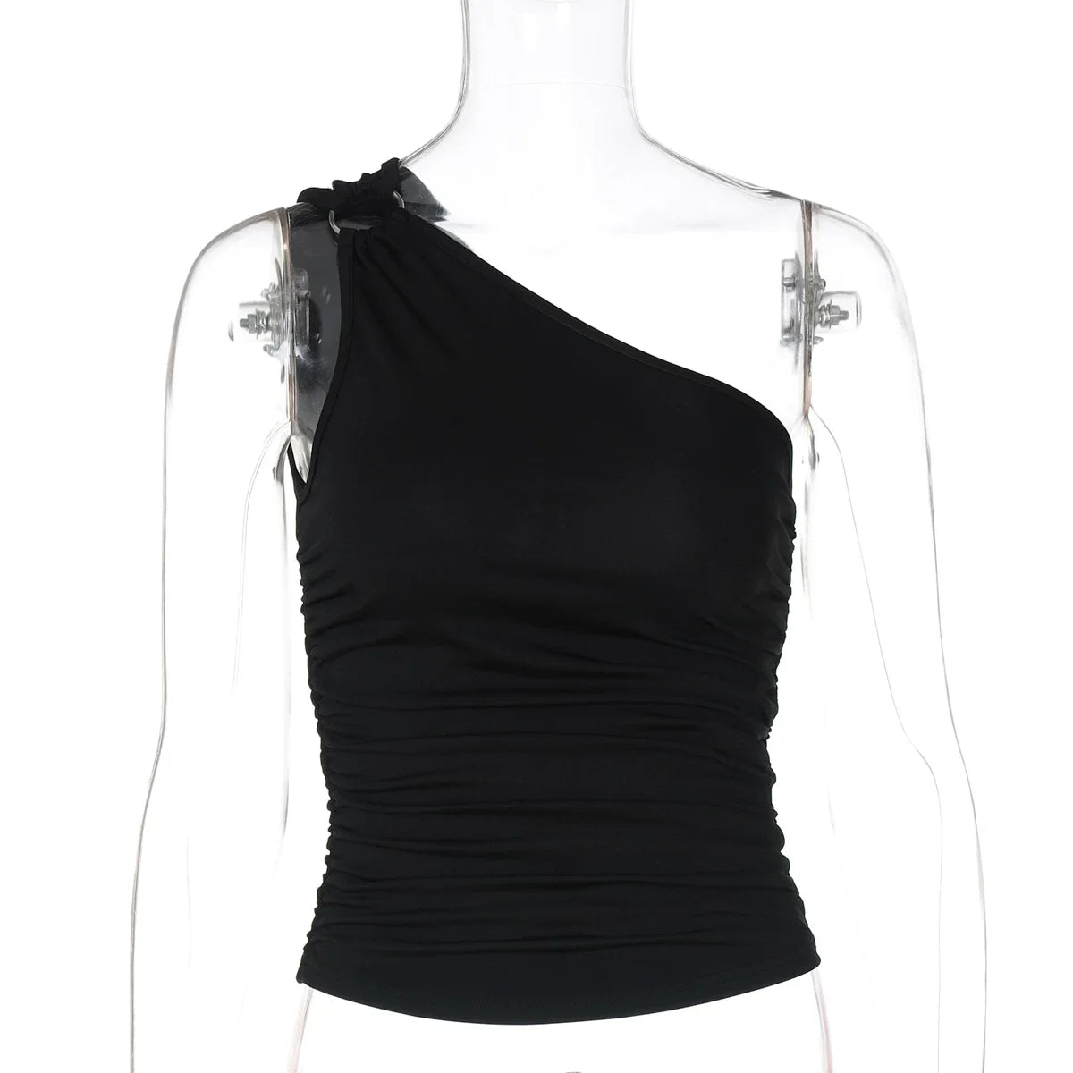 Kaerwx | Women’s One Shoulder Ring Design Sleeveless Top Slim Fit Stylish Tee