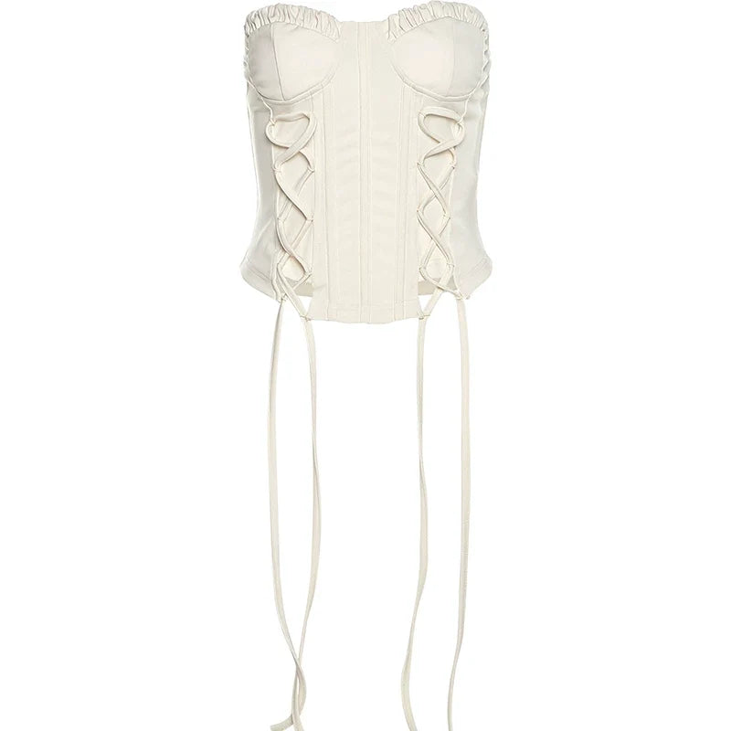 Kaerwx | Lace-Up Irregular Short Vest Top for Women