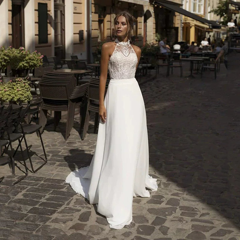 Kaerwx | Women’s European Style Light Luxury Wedding Dress Chiffon Lace Gown