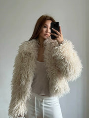 Kaerwx | Women’s Medium-Long Shearling Coat – Stylish Autumn & Winter Outerwear