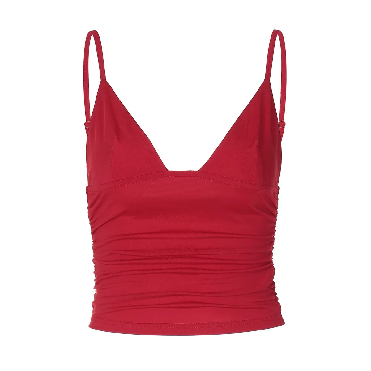 Kaerwx | Women’s Street Style V Neck Camisole High Waist Pleated Top