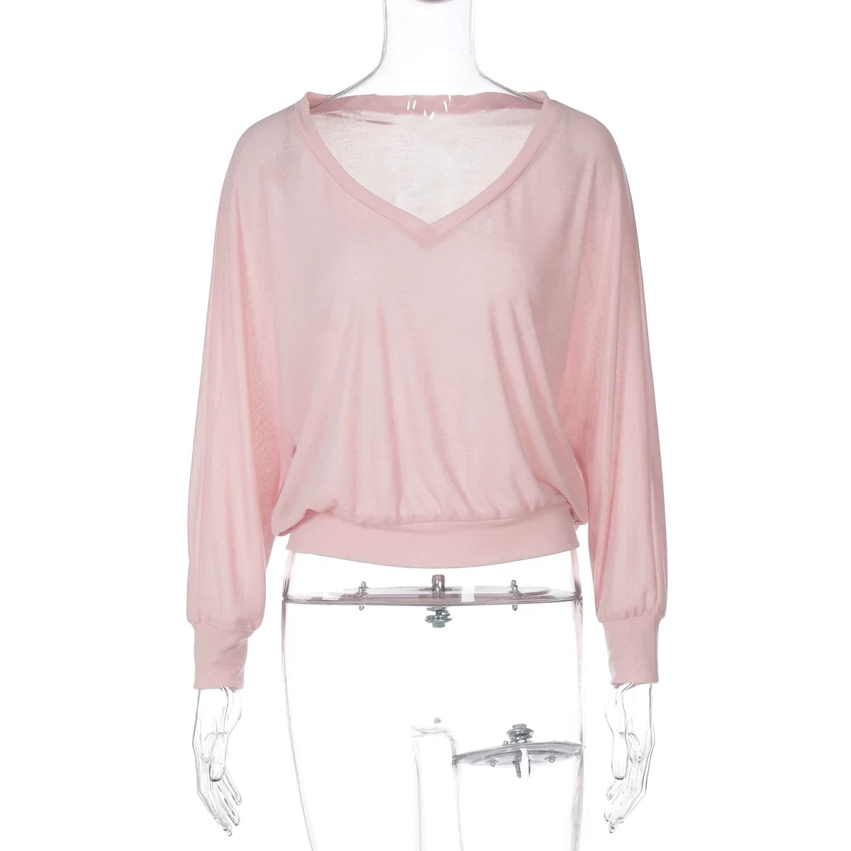 Kaerwx | V-Neck Long-Sleeve Loose Casual T-Shirt for Women