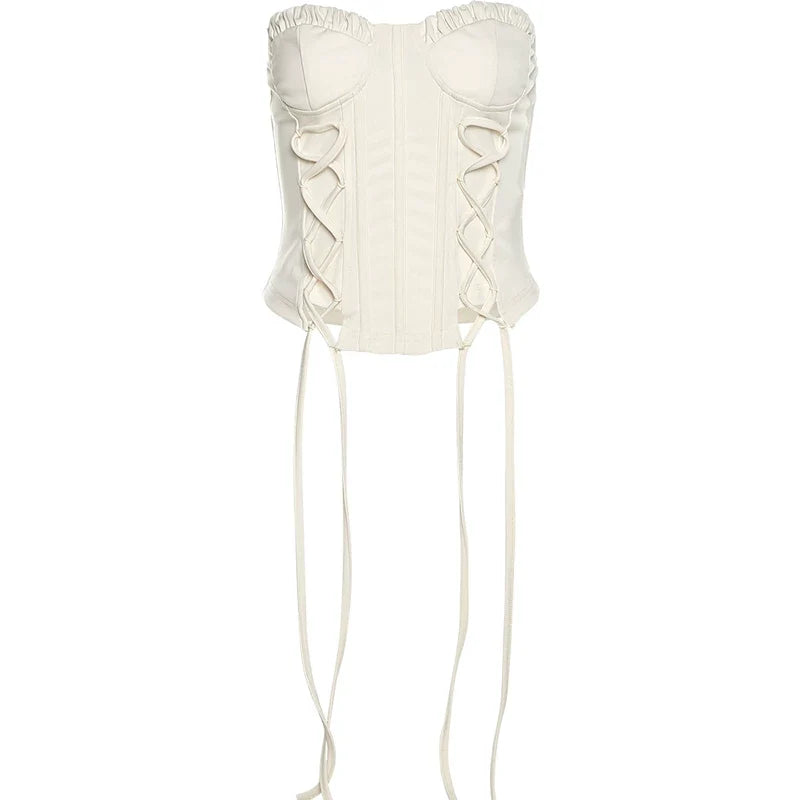 Kaerwx | Lace-Up Irregular Short Vest Top for Women