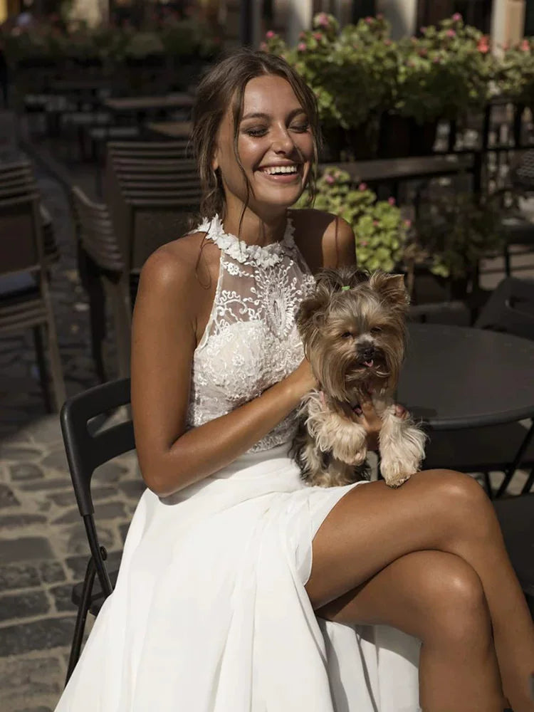 Kaerwx | Women’s European Style Light Luxury Wedding Dress Chiffon Lace Gown