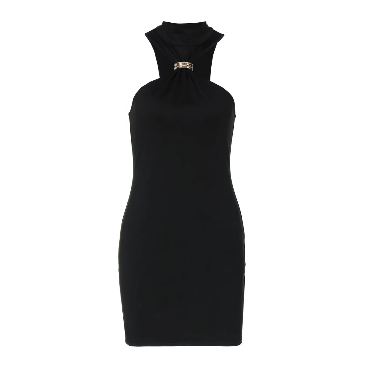 Kaerwx | Off-Shoulder Metal Ring Splice Slim Dress for Women