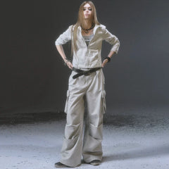 Kaerwx | Women’s White Slim Retro Jacket – Punk Zipper Short Coat