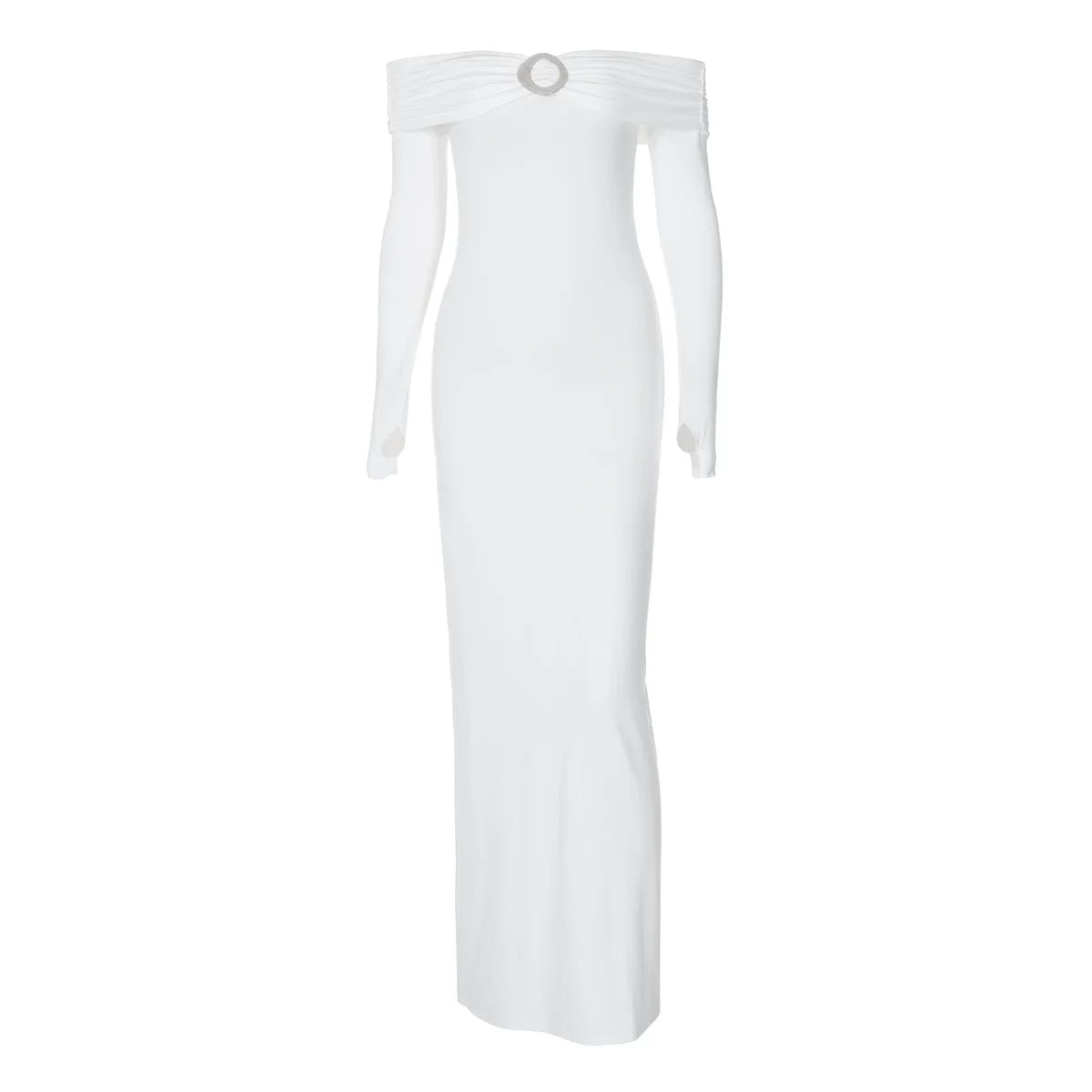 Kaerwx | Long-Sleeve Buttoned Slim-Fit Slit Dress for Women