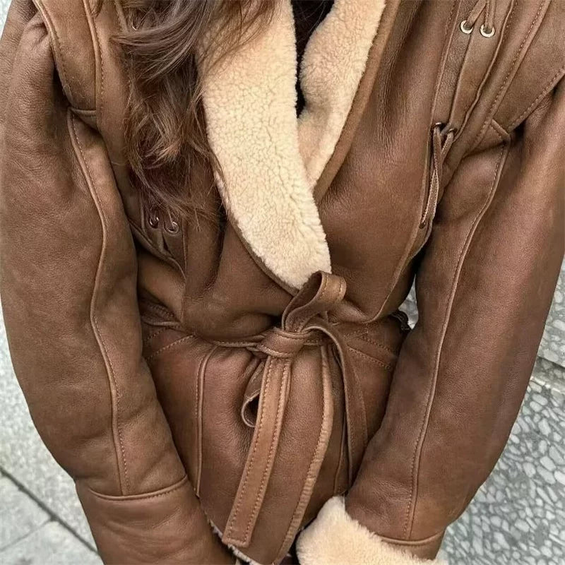 Kaerwx | Women’s Fur All-In-One Jacket – Nordic Retro Warm Winter Coat