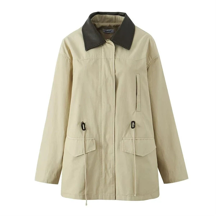 Kaerwx | Women’s Mid-Length Windbreaker Jacket Loose Slim Lapel Spring Autumn