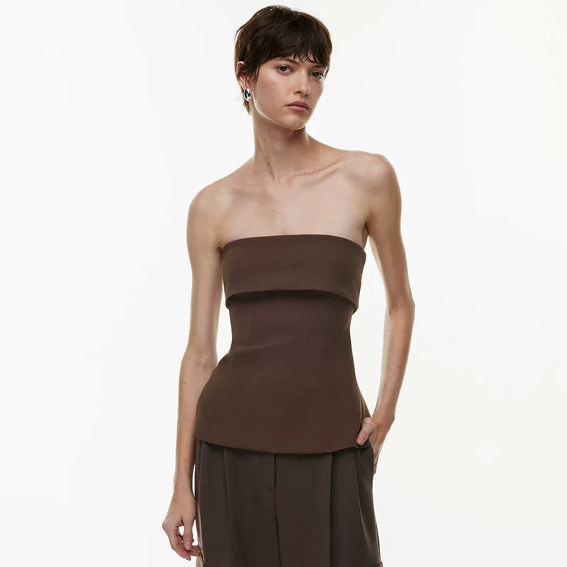 Kaerwx | Solid Color Summer Lapel Backless Slit Top for Women