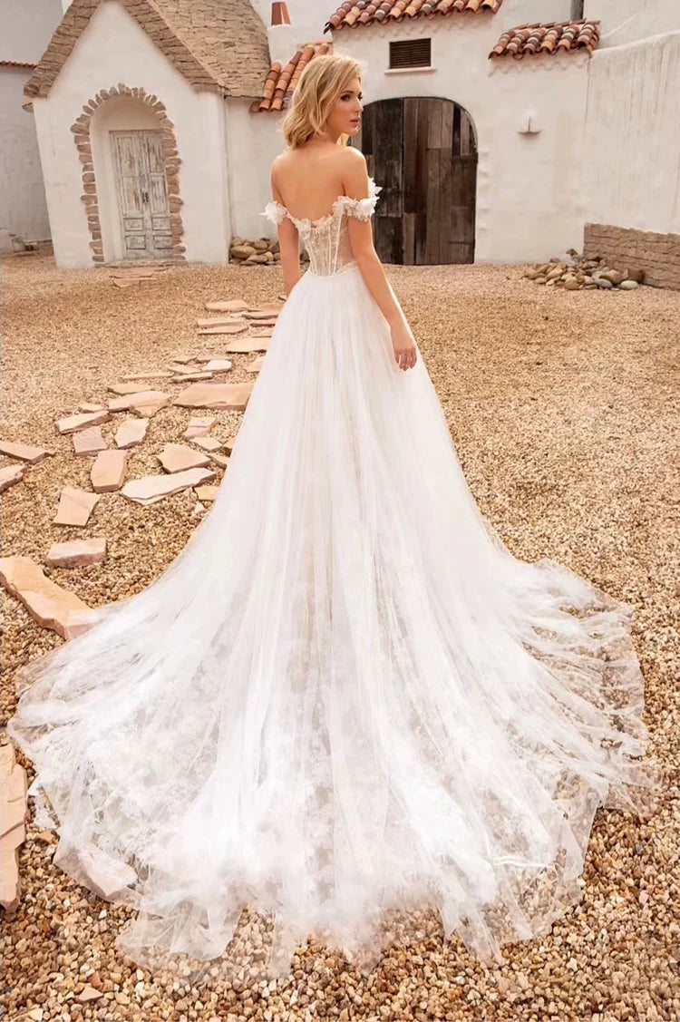 Kaerwx | Women’s One-Shoulder Light French Wedding Dress Elegant Bridal Gown
