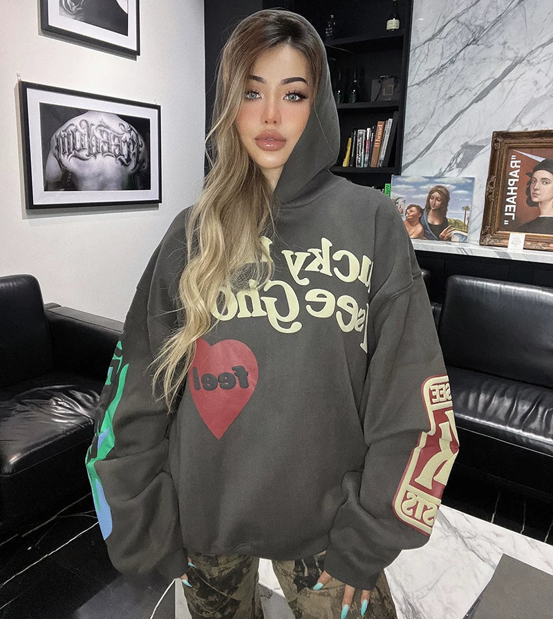 Kaerwx | Oversized Velvet Hoodie for Women – Casual & Trendy Autumn Winter Style