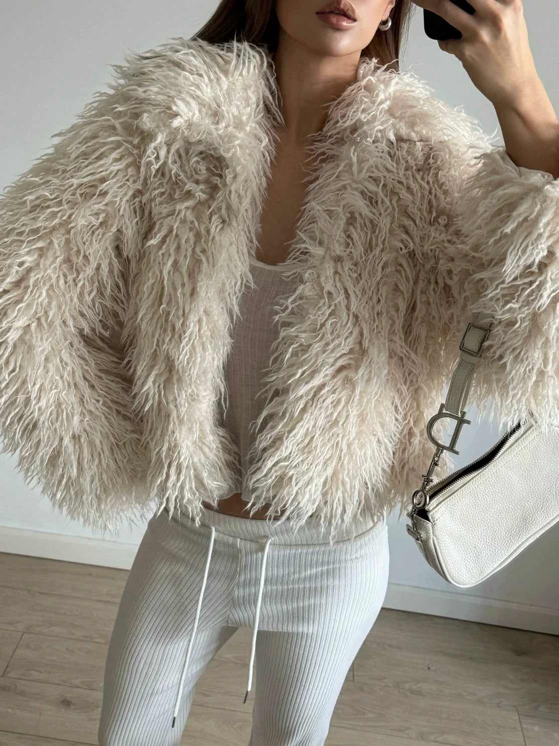 Kaerwx | Women’s Medium-Long Shearling Coat – Stylish Autumn & Winter Outerwear