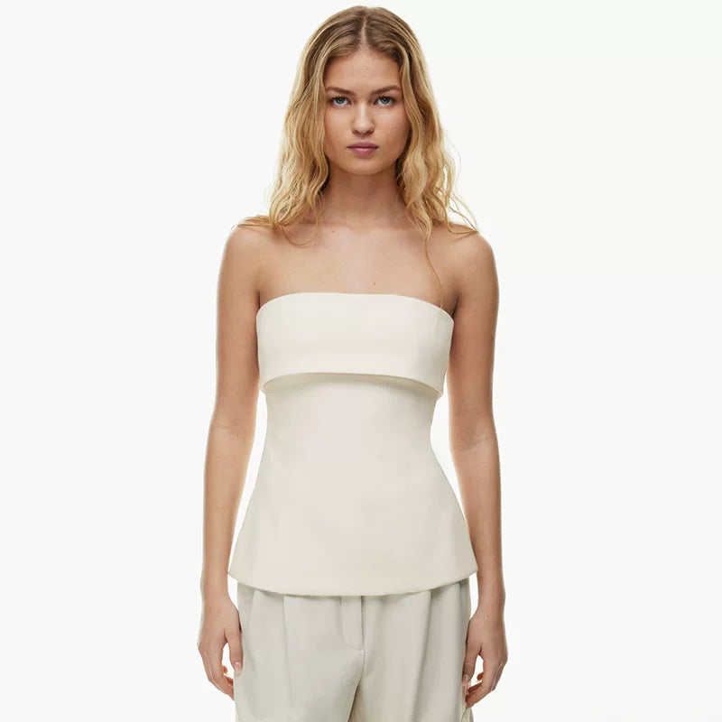 Kaerwx | Solid Color Summer Lapel Backless Slit Top for Women